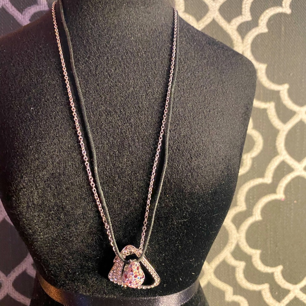 Swarovski purple and clear crystal double necklace.
